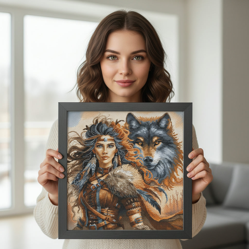 The Worrior and the Wolf - Cross Stitch Kit AVA P076