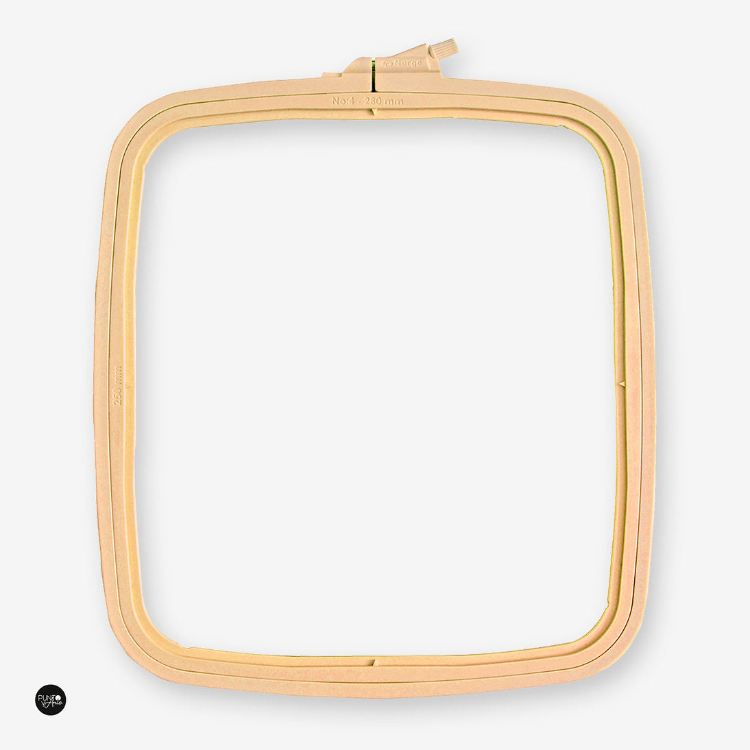 Nurge Beige Square Hoop: Elegance and Precision in Every Stitch