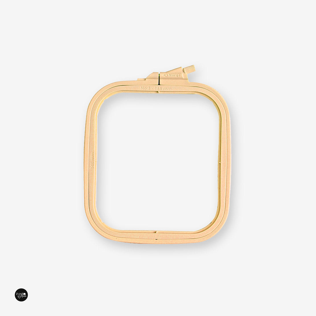 Nurge Beige Square Hoop: Elegance and Precision in Every Stitch