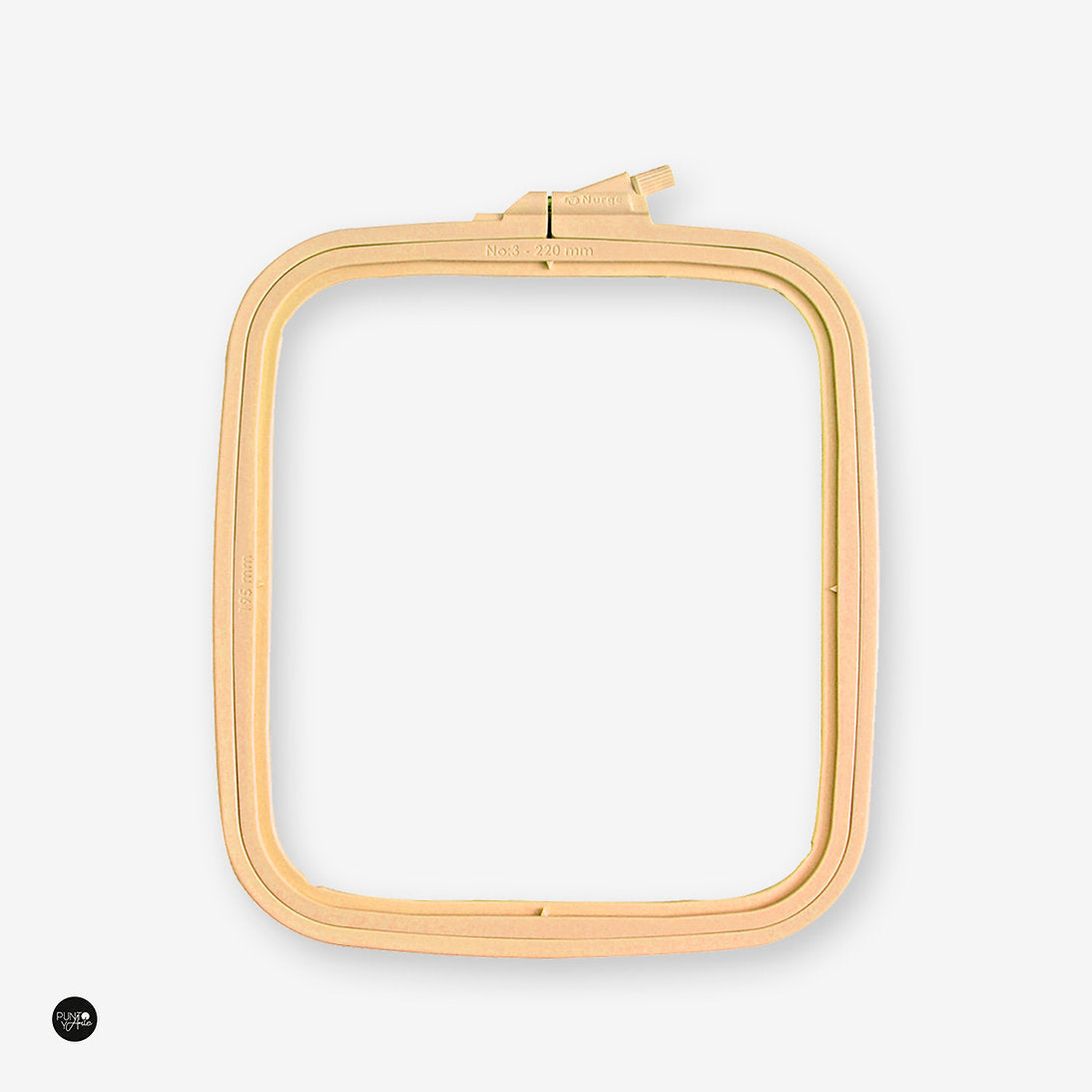 Nurge Beige Square Hoop: Elegance and Precision in Every Stitch