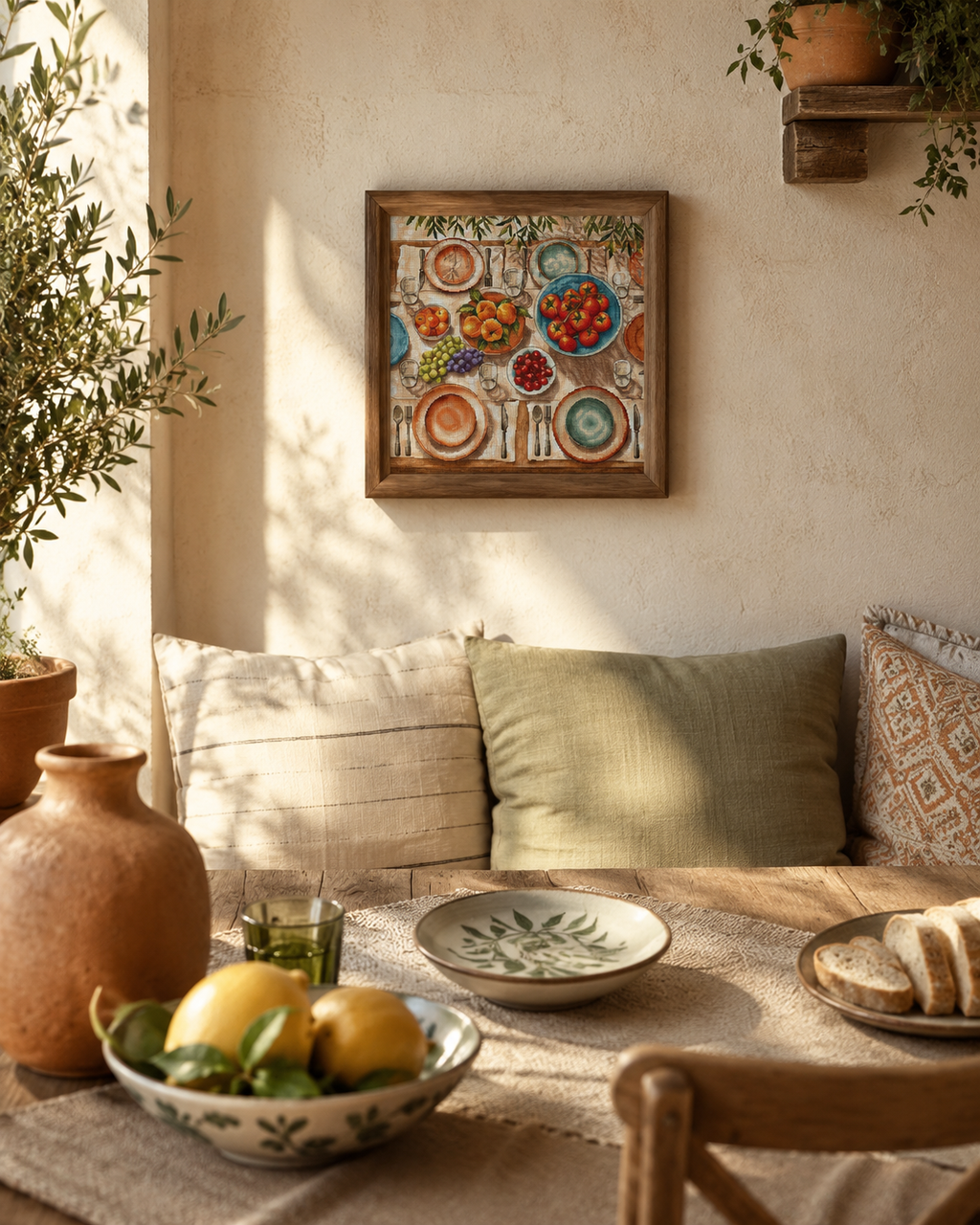 Mediterranean Table Cross Stitch Kit – Advanced Aerial Still Life | AVA Stitch