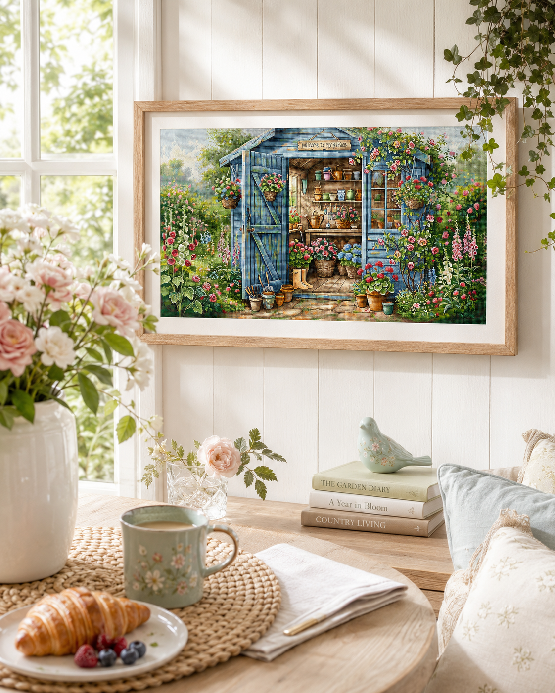 Garden in Bloom Cross Stitch Kit – Advanced Panoramic Floral Scene | AVA Stitch