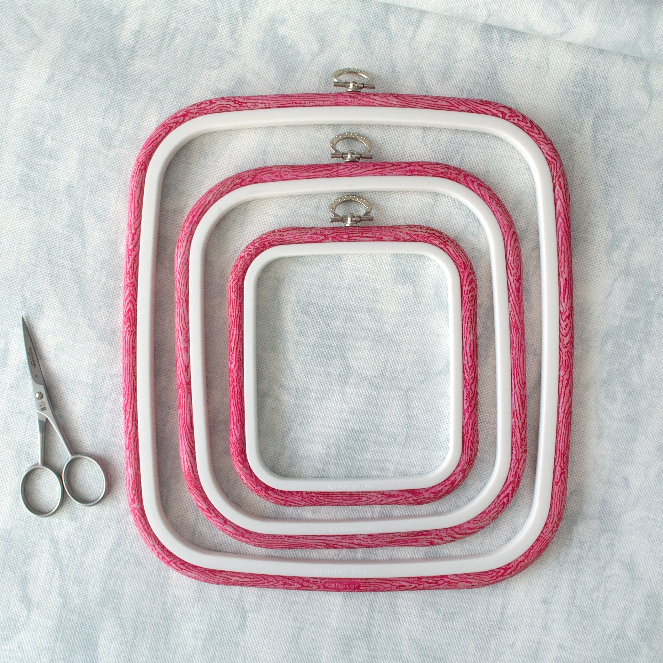 Nurge Square Flexi Hoop Frame in Pink: Charm and Functionality for Your Embroidery Projects