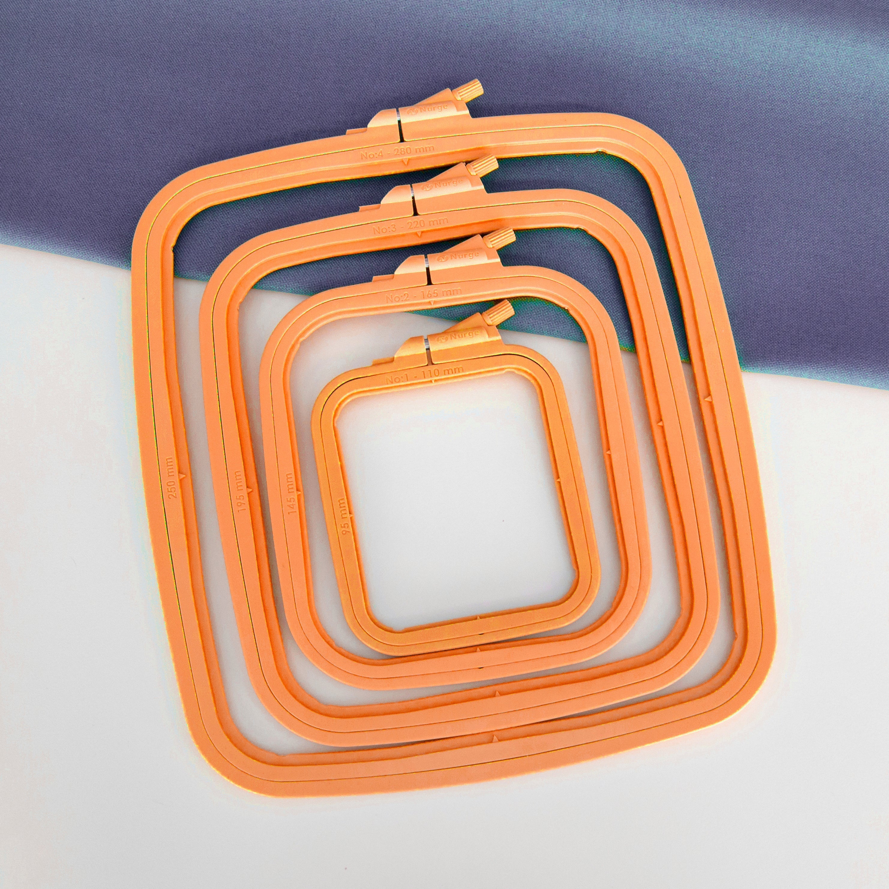 Nurge Orange Square Hoop: Precision and Style for Embroidery and Cross-Stitch