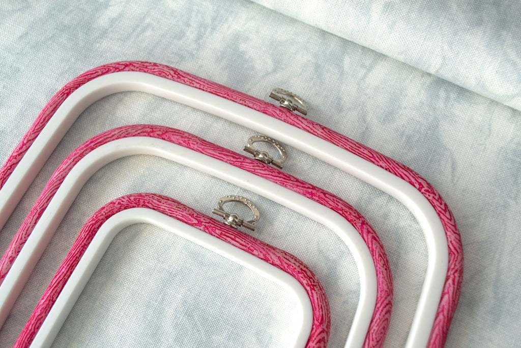 Nurge Square Flexi Hoop Frame in Pink: Charm and Functionality for Your Embroidery Projects