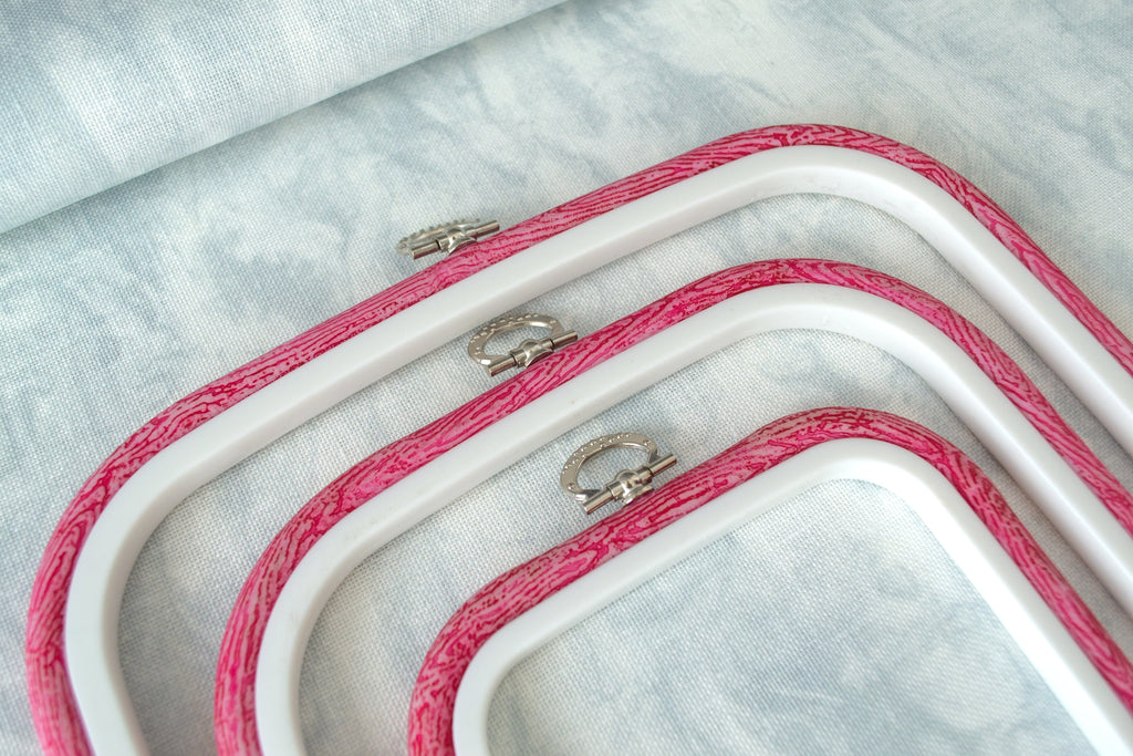 Nurge Square Flexi Hoop Frame in Pink: Charm and Functionality for Your Embroidery Projects