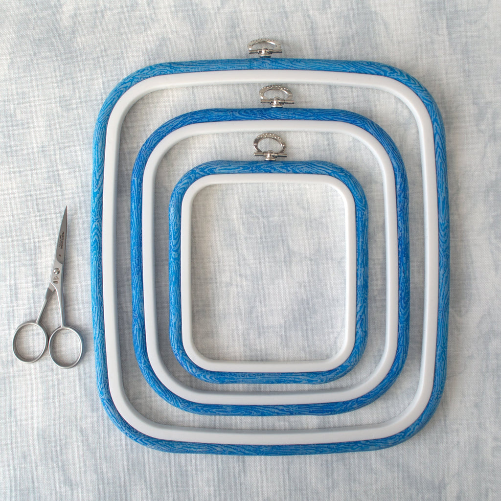Cadre à broder carré flexible Nurge bleu vif : Sublimez vos créations de broderie