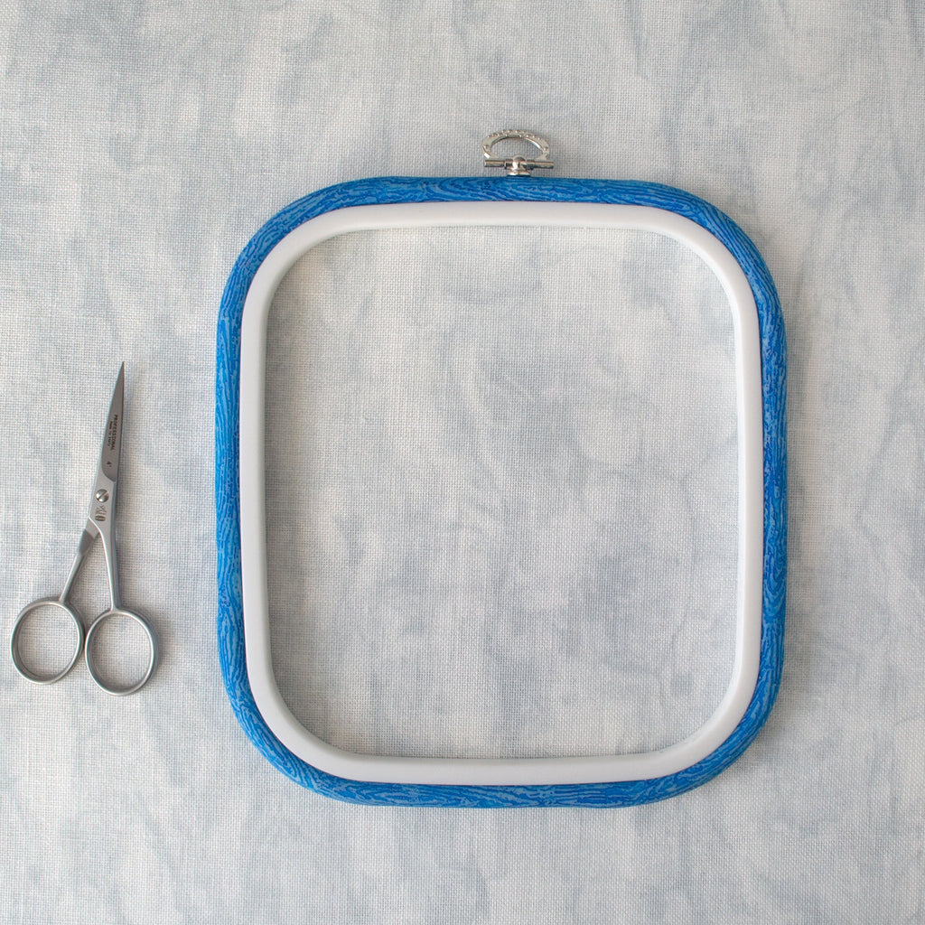 Cadre à broder carré flexible Nurge bleu vif : Sublimez vos créations de broderie
