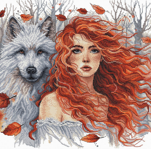 The Ginger Girl and the Wolf - Cross Stitch Kit AVA Stitch P049
