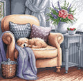 Sweet Dreams Cross Stitch Kit – Sleeping Puppy Home Scene | AVA Stitch P053