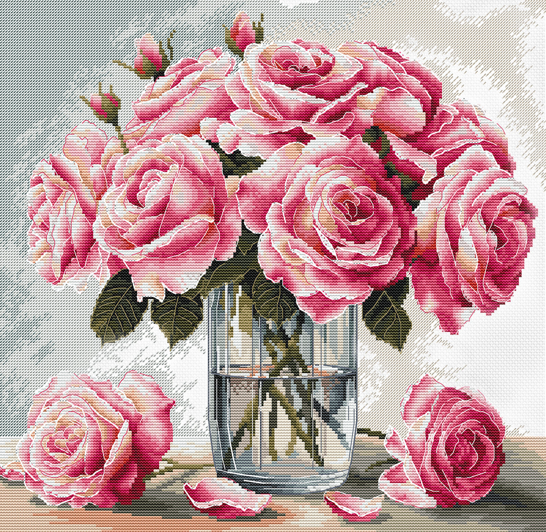 Vase of Roses - Cross Stitch Kit AVA P090