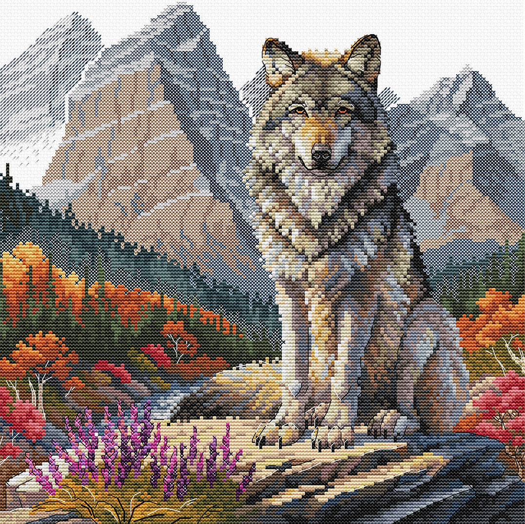 Cross stitch kit, wolf