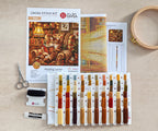 Reading Corner Cross Stitch Kit – Cosy Cat & Library Scene | AVA Stitch P111