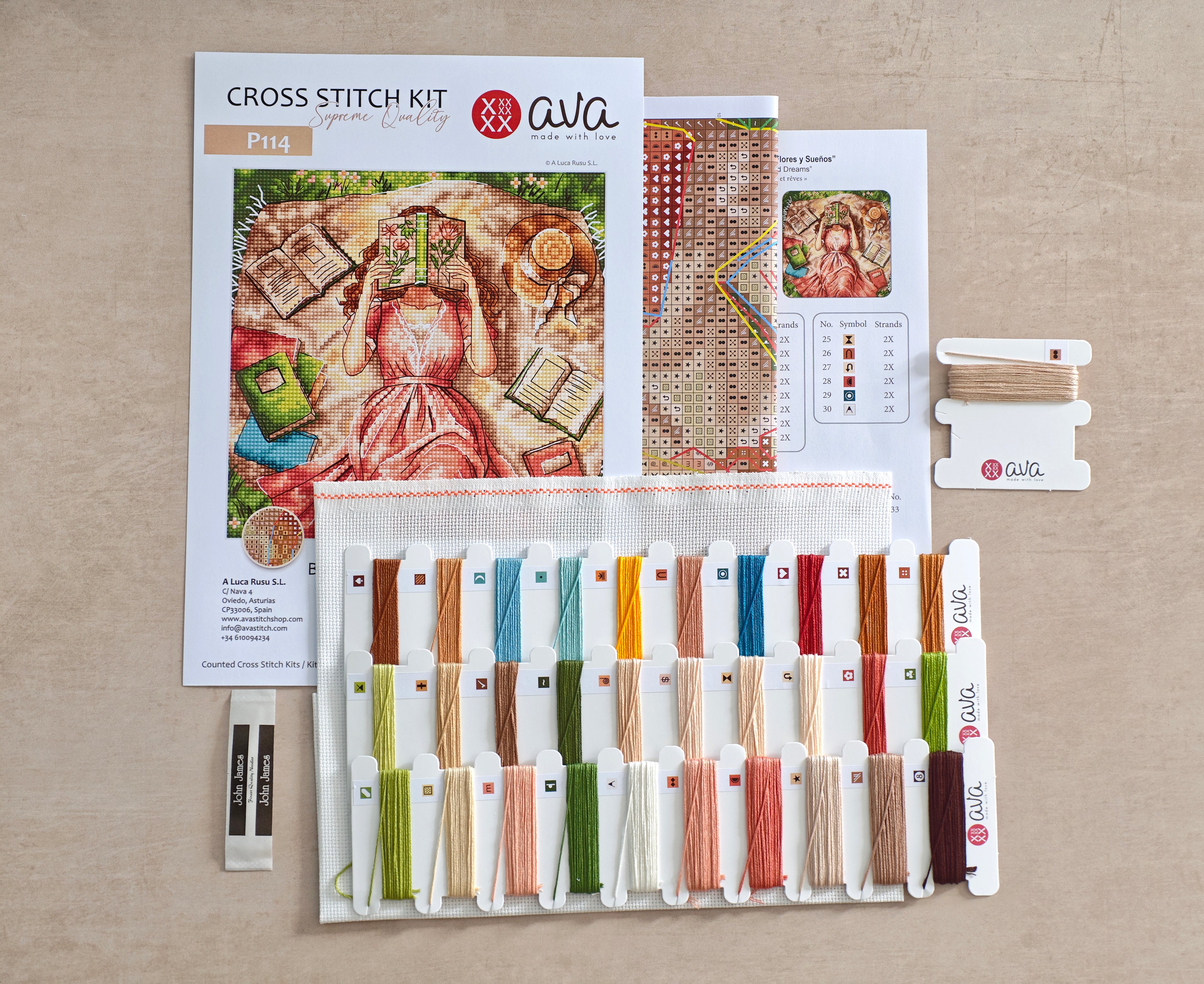 Books, flowers and dreams - Cross Stitch Kit AVA P114