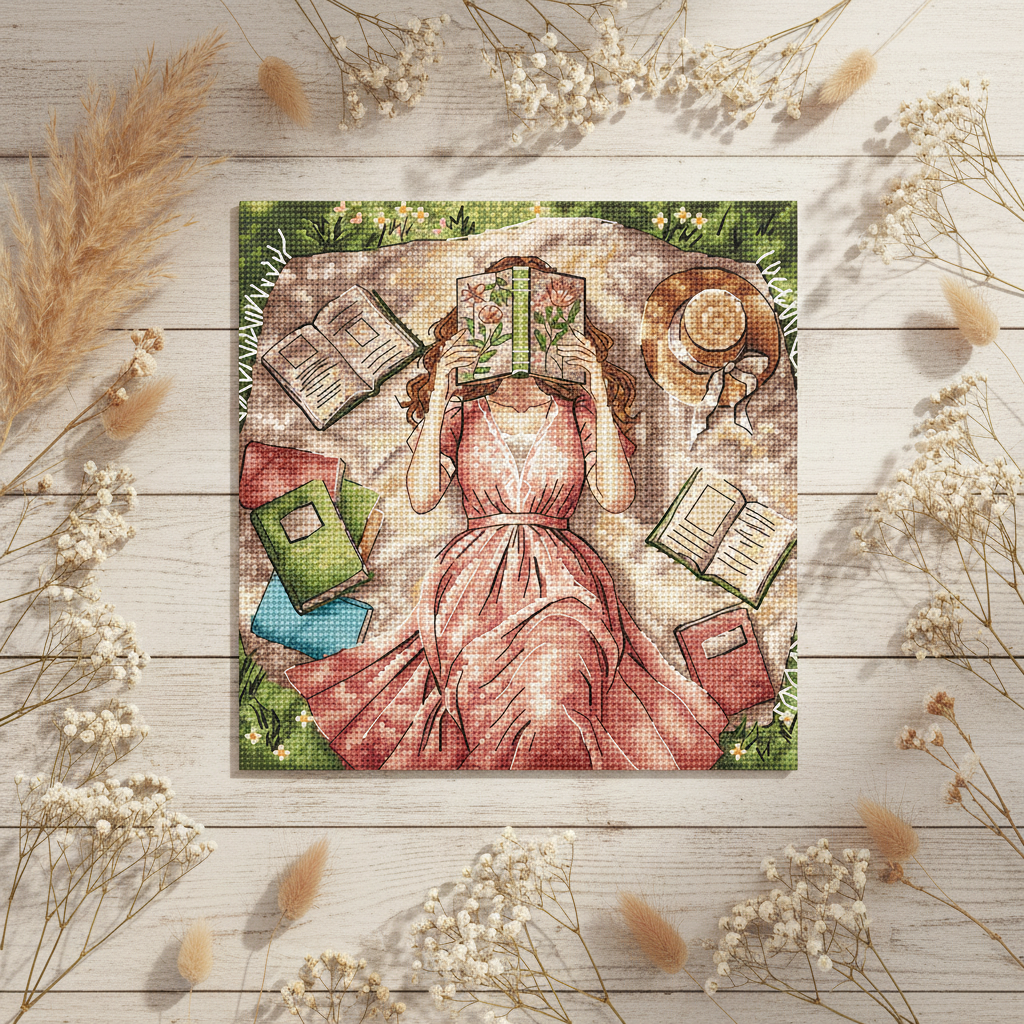Books, flowers and dreams - Cross Stitch Kit AVA P114