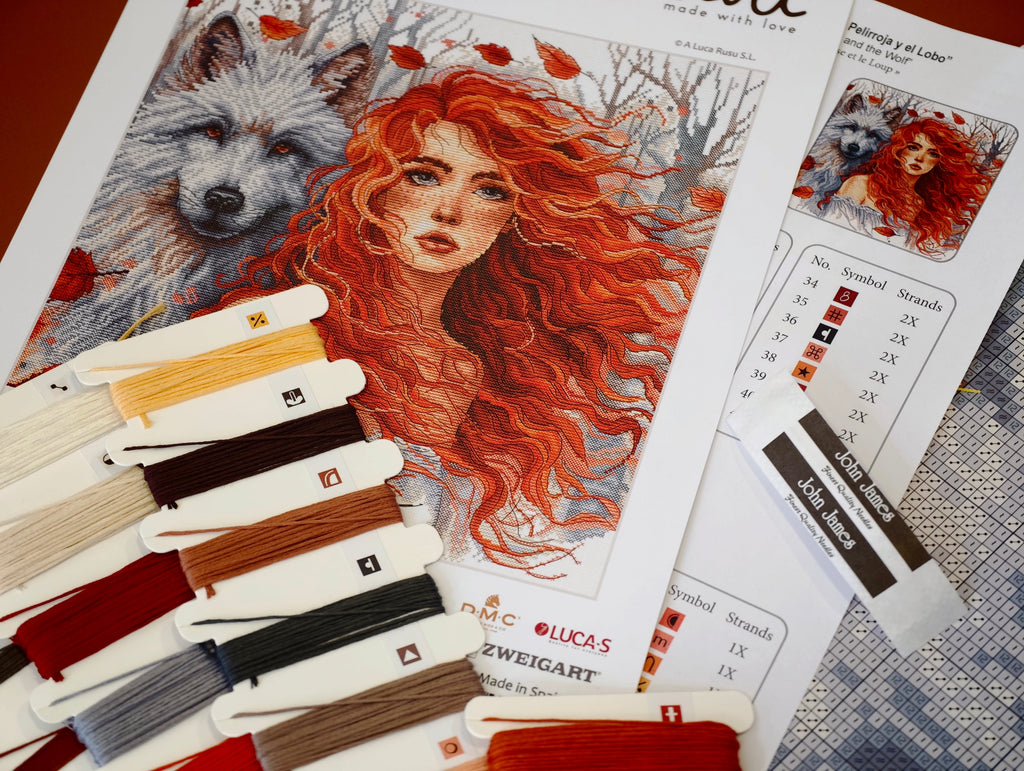 The Ginger Girl and the Wolf - Cross Stitch Kit AVA Stitch P049