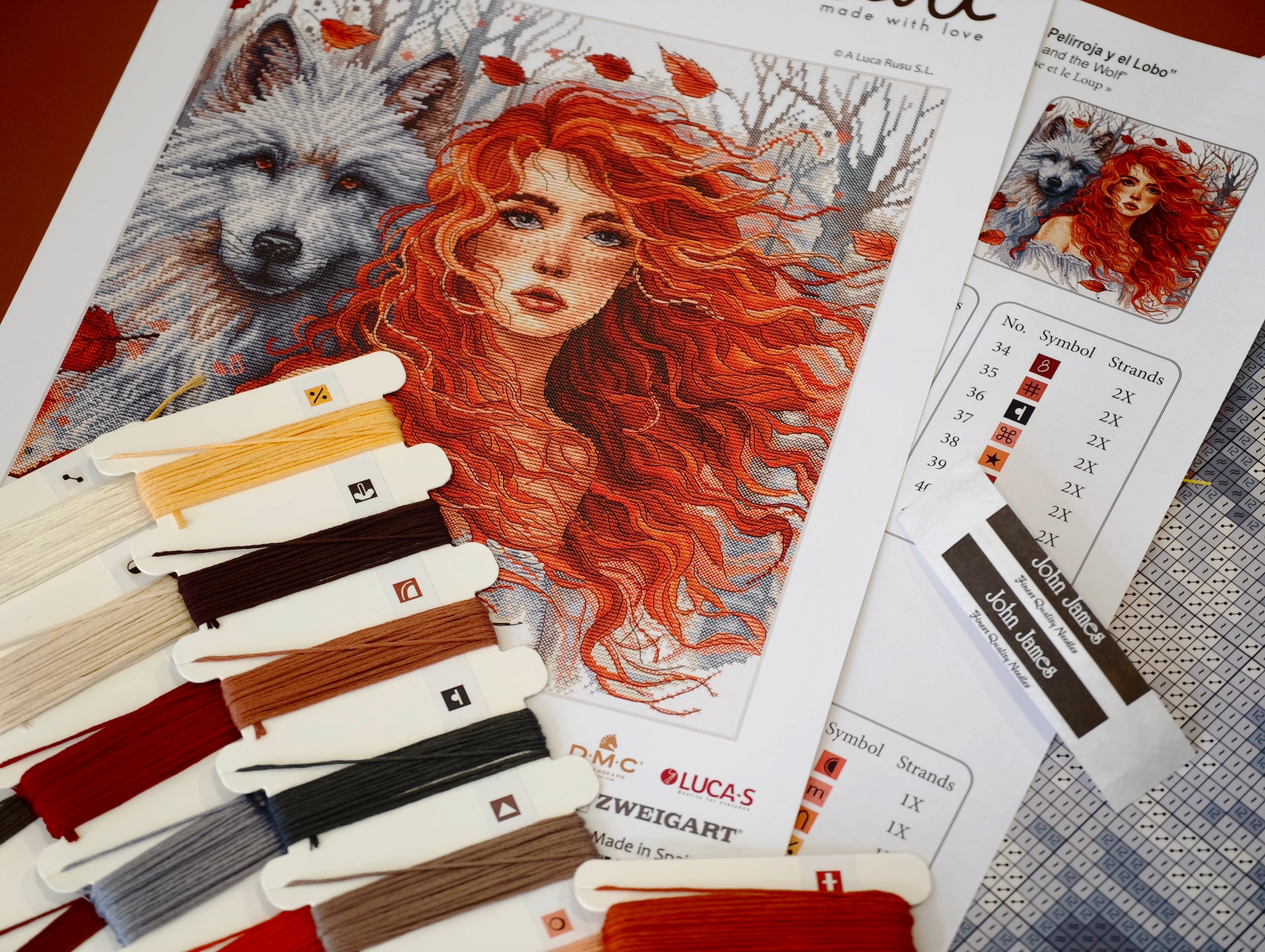 The Ginger Girl and the Wolf - Cross Stitch Kit AVA Stitch P049
