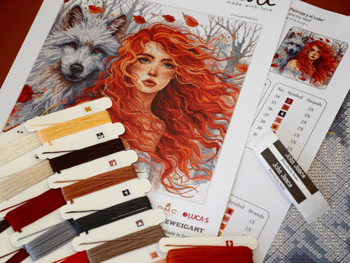 The Ginger Girl and the Wolf - Cross Stitch Kit AVA Stitch P049