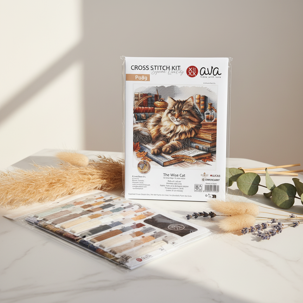 Cross Stitch Kit AVA Stitch - The Wise Cat - P089